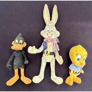 Vtg 1989 Looney Tunes Bugs Bunny Daffy Duck Tweety Western costume figures -T39